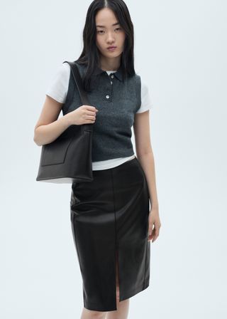 Faux-Leather Pencil Skirt