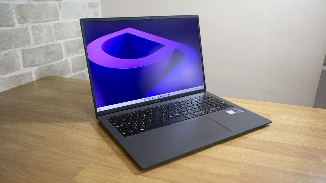A photograph of the LG Gram 16 (2022) on a table