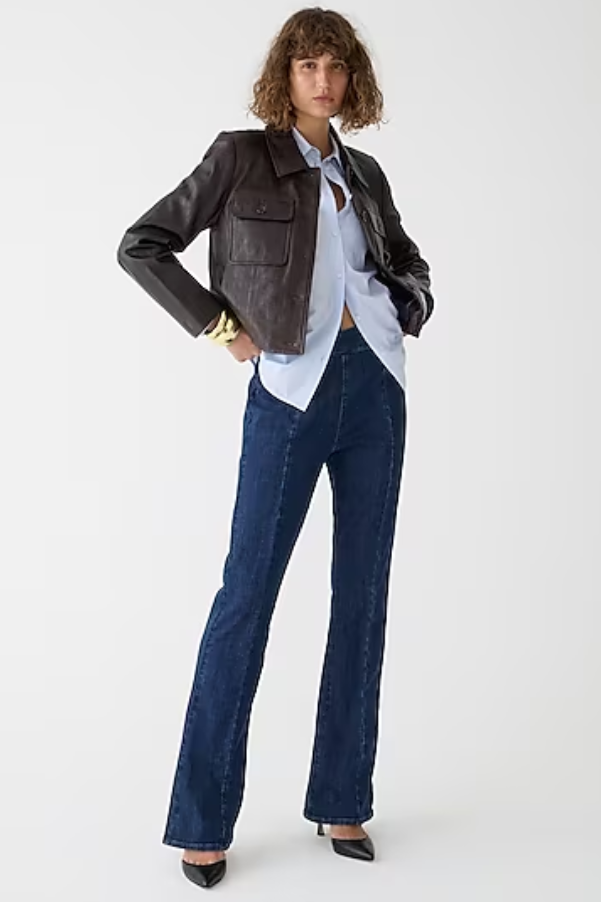 J.Crew Pintuck skinny flare jean in Night Sky wash