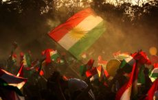 Iraqi Kurds fly Kurdish flags in advance of an independence referendum. 