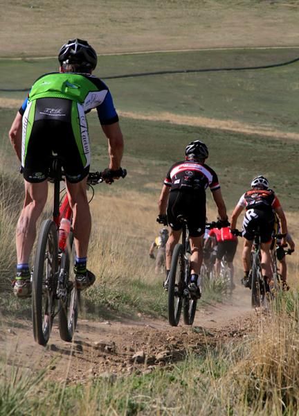 Racers roll downhill during the Front Range 60 at Bear Creek State Park
