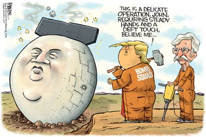 Political cartoon U.S. Trump Kim Jong-Un North Korea summit John Bolton