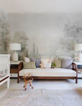 child's nursery with wallmural