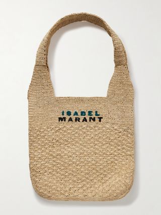 Praia Medium Embroidered Woven Raffia Tote