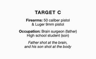 Artist's text on plaque giving details of target shooter