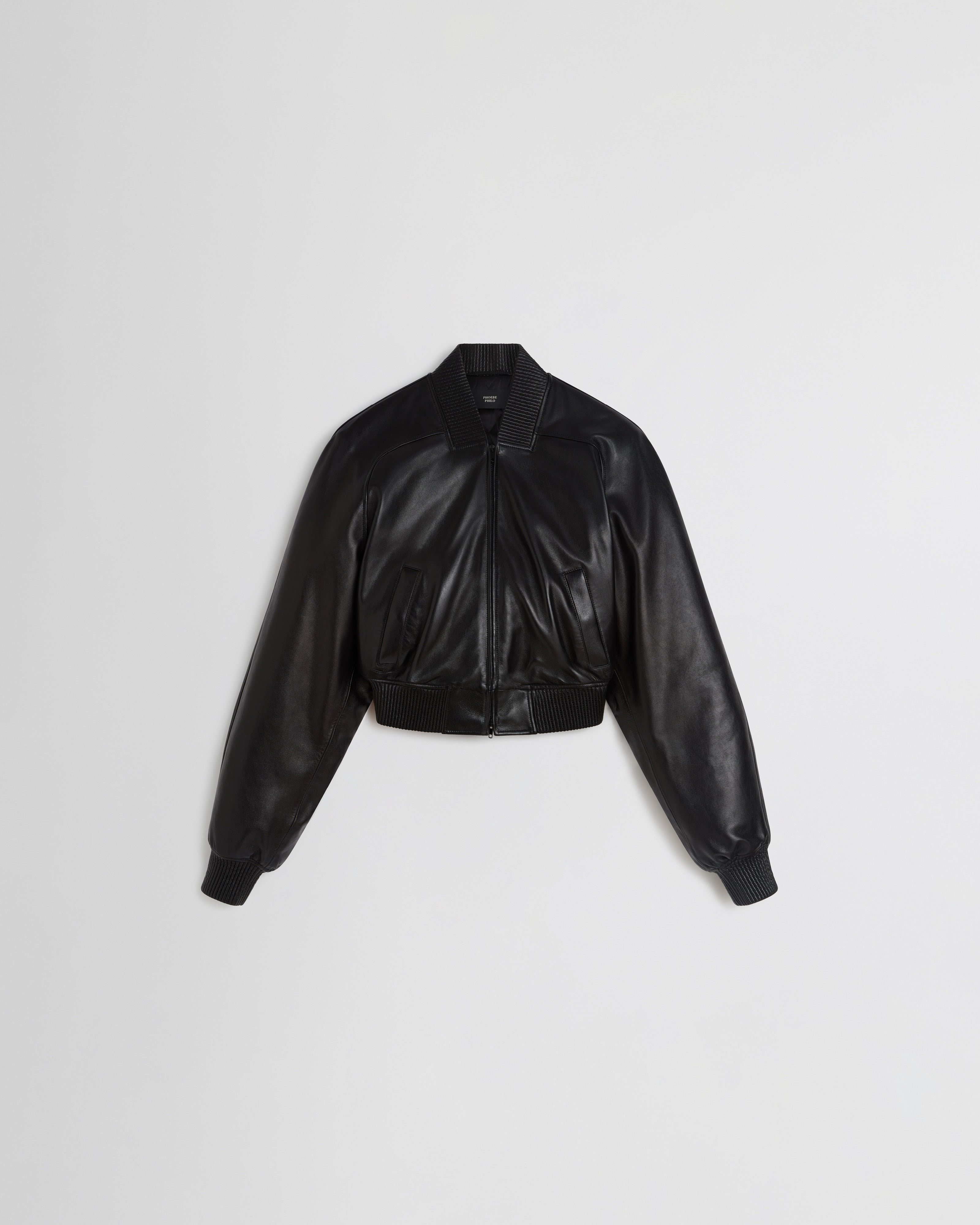 Shrunk Bomber | Black Leather
