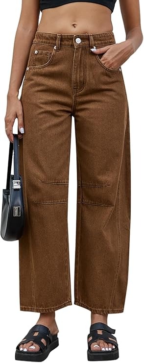 GREAIDEA, Mid Rise Barrel Jeans