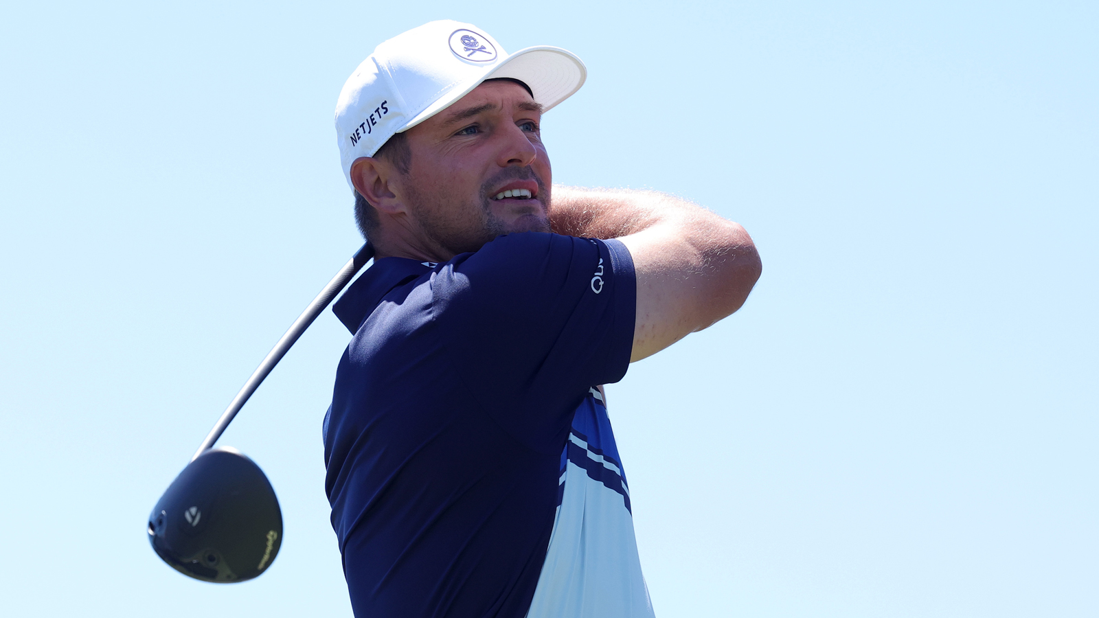 Bryson DeChambeau hits a driver off the tee