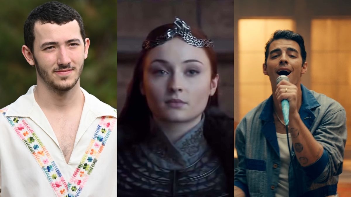 Left to right: Frankie Jonas in Claim to Fame, Sophie Turner in Game of Thrones, Joe Jonas