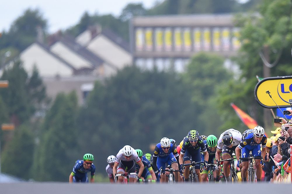 Julian Alaphilippe was in the lead briefly before falling to second during stage 2.