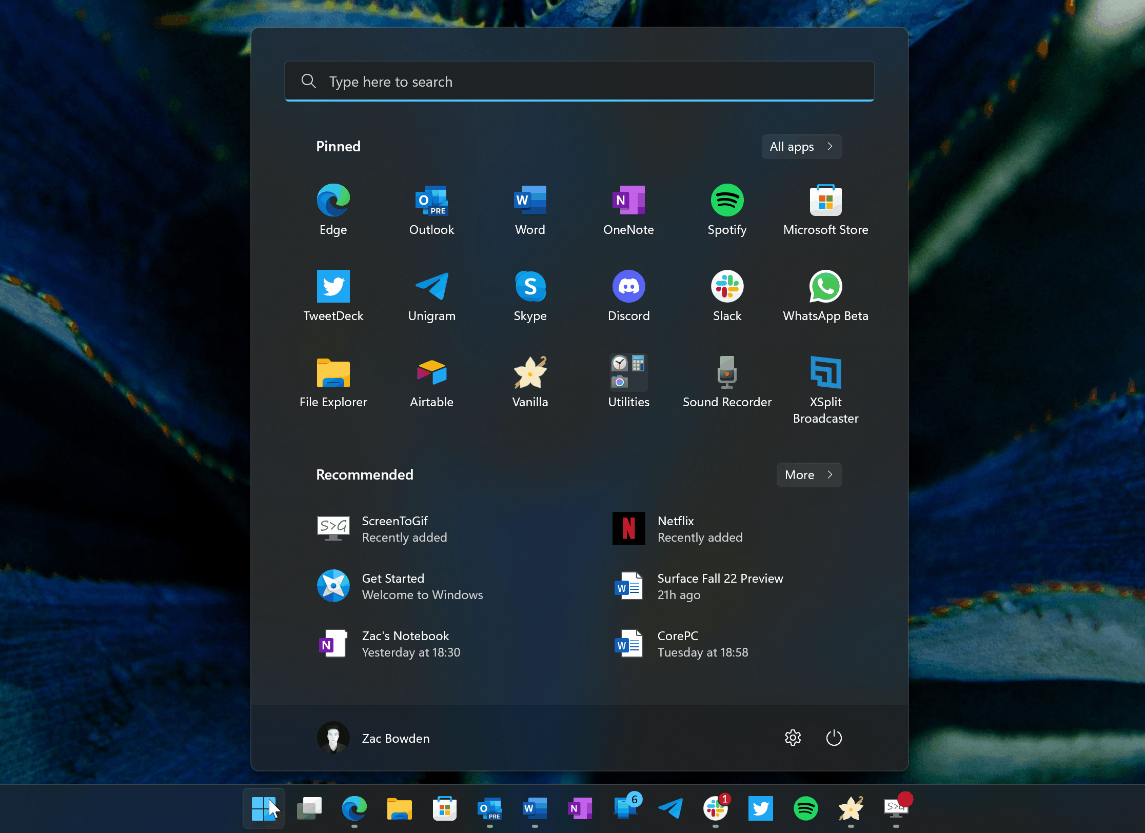Windows 11 Start menu folder