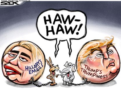 Political cartoon U.S. Trump Clinton 2016