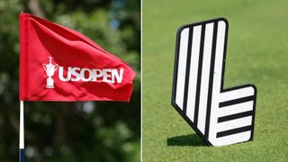 A US Open and LIV Golf flag