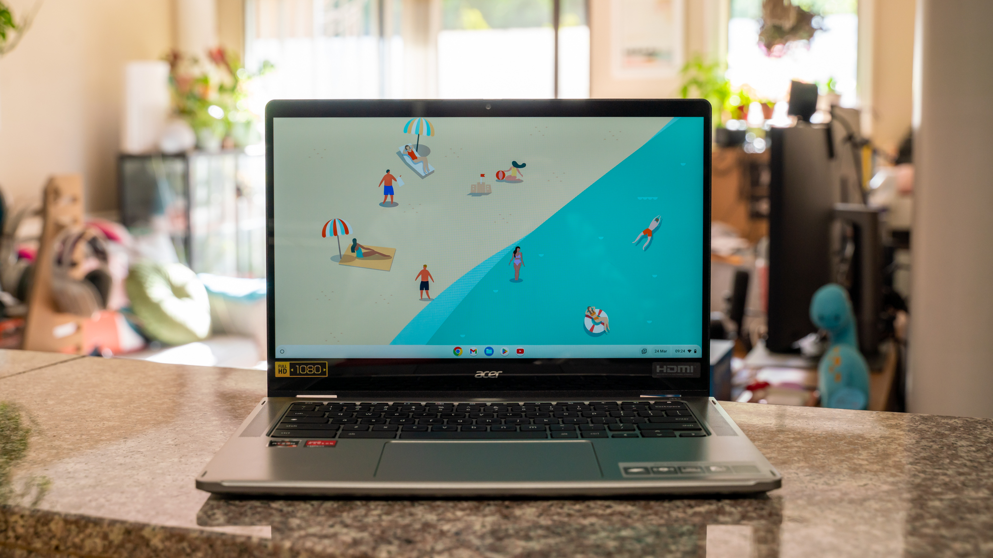 Acer Chromebook Spin 514 (2022) on a kitchen counter
