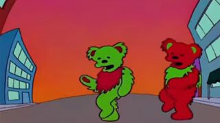 Two Dancing Bears moving across the street in The Simpsons.