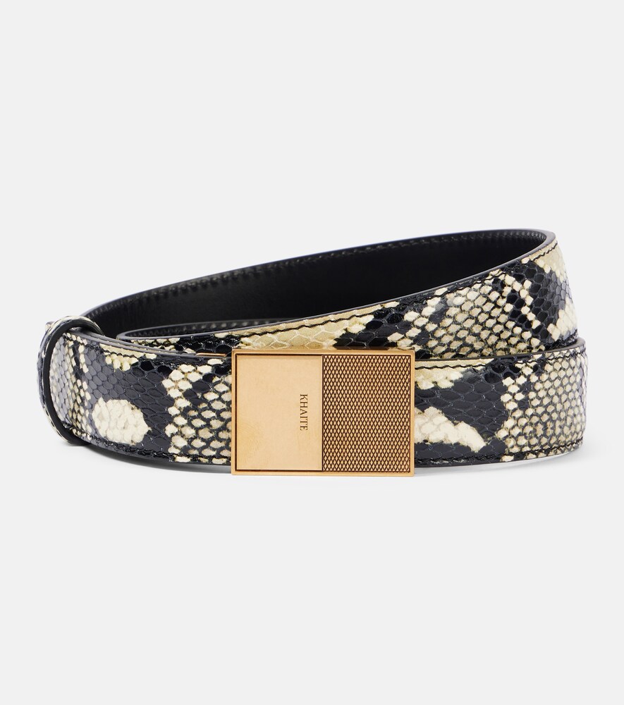 Elio Snake-Effect Leather Belt