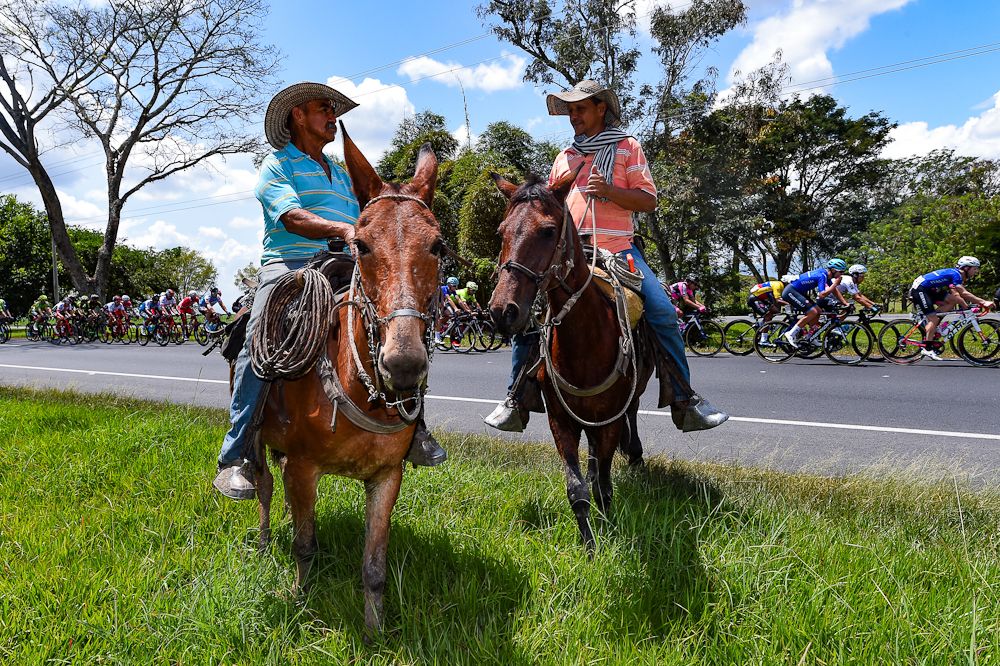 A pair of gauchos check out the two-wheeled action
