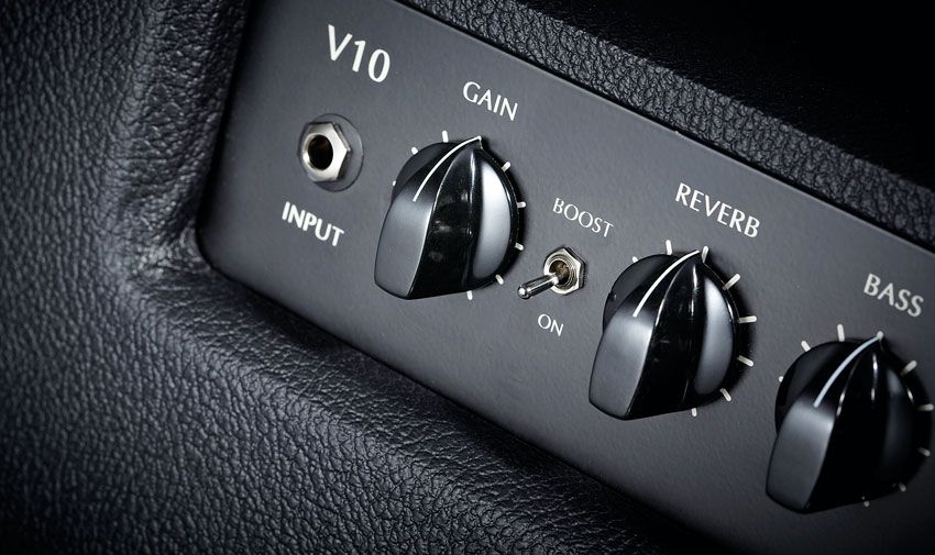 The V10's boost switch significantly increases the amp's gain range