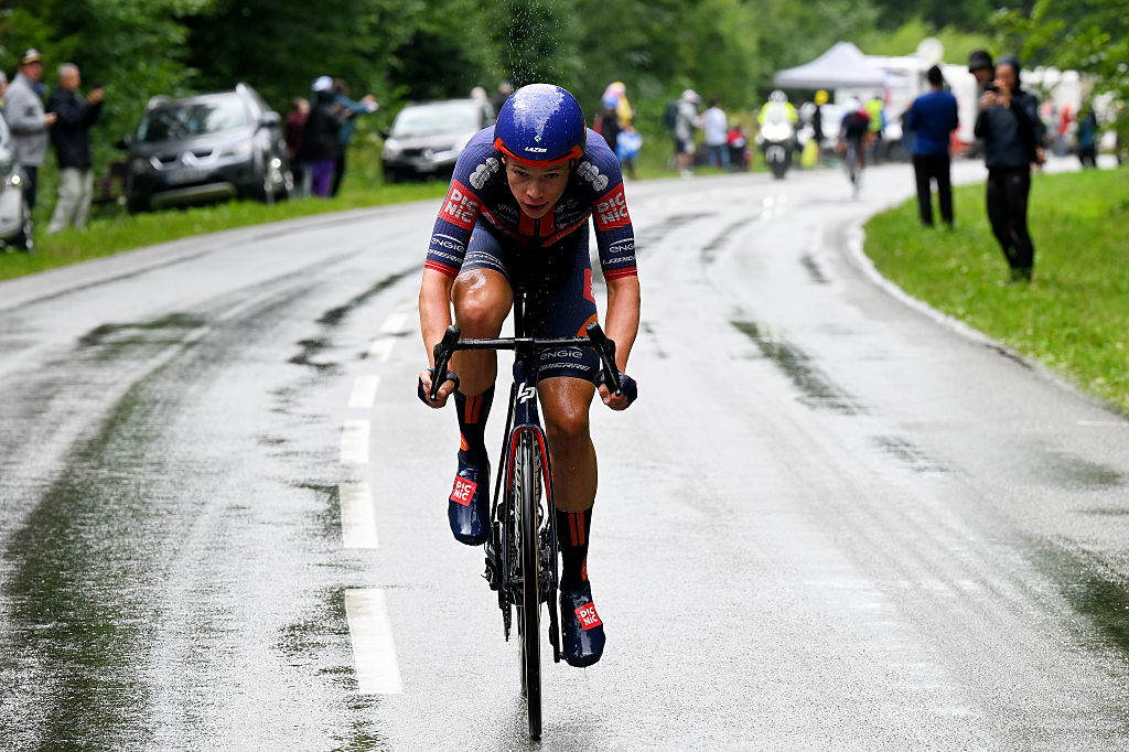 PONTARLIER, FRANCE - JULY 26: Frank Van Den Broek of Netherlands and Team Picnic PostNL competes in the chase group during the 112th Tour de France 2025, Stage 20 a 184.2km stage from Nantua to Pontarlier / #UCIWT / on July 26, 2025 in Pontarlier, France. (Photo by Tim de Waele/Getty Images)