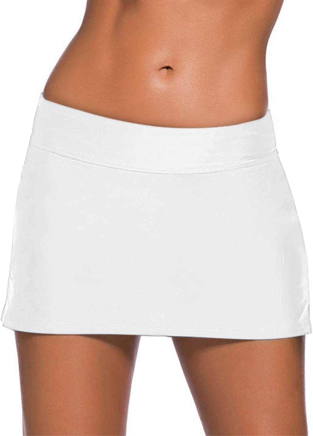 REKITA, Rekita Womens Mini Swim Skirt Waistband Skort Swimsuit Bikini Bottom Tie Dye Bathing Suit Bottom White