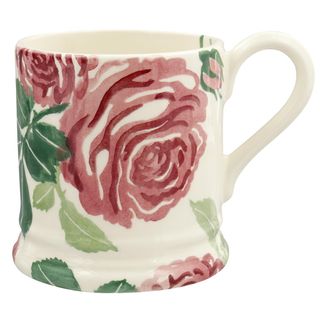 pink rose mug with white background