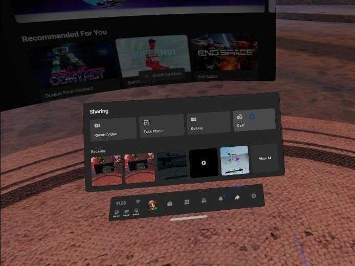 Oculus Quest 2 Cast Menu