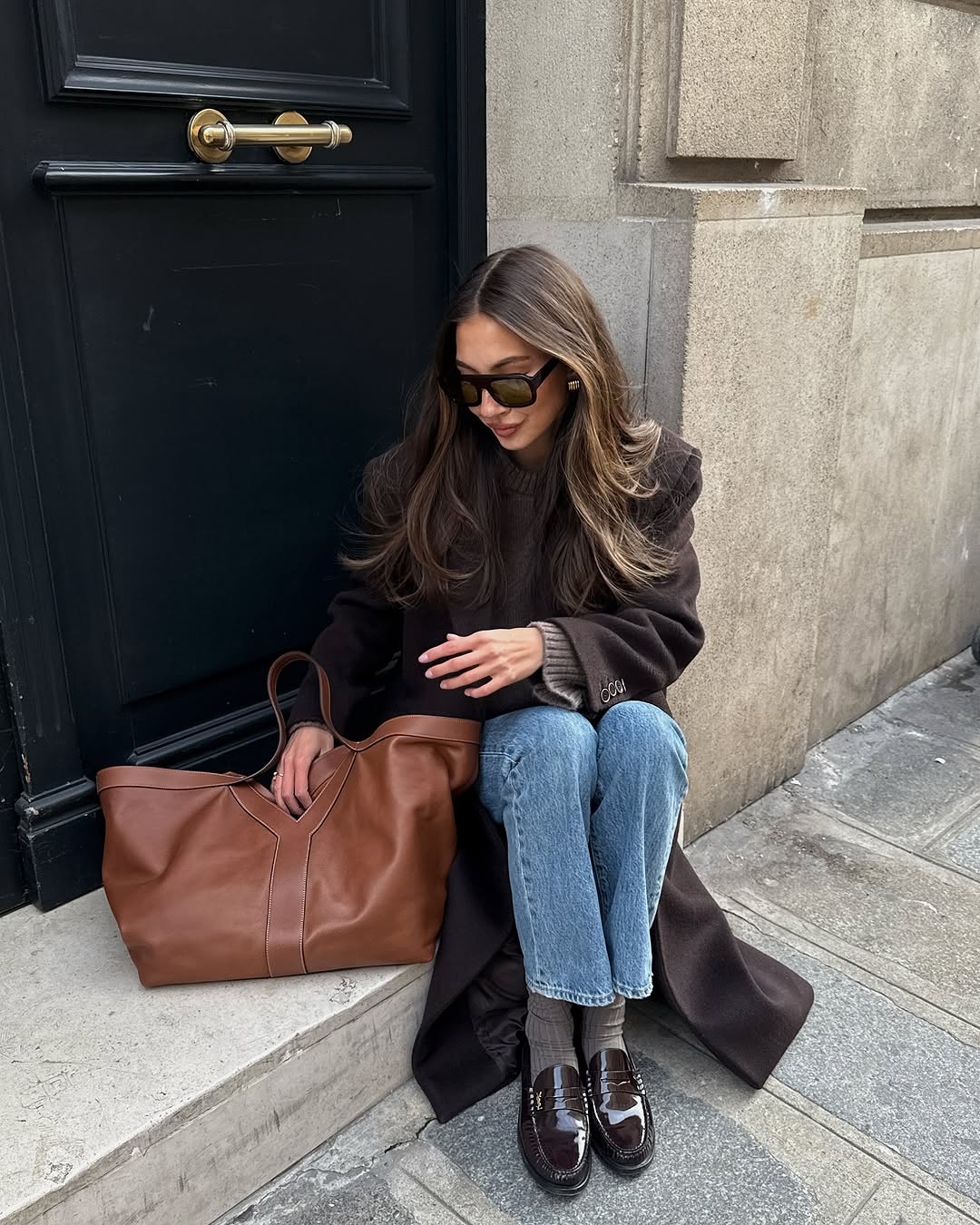 woman wearing brown loafer trend