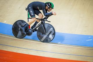 Filippo Ganna riding to the Hour record in October 2022