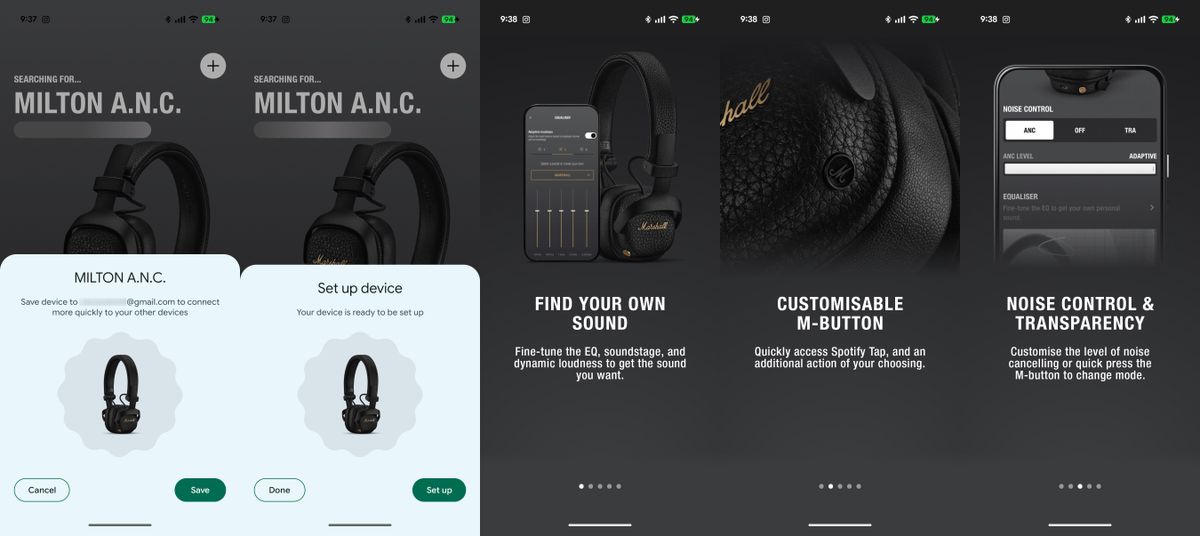 Marshall Milton ANC headphones app features and walkthrough