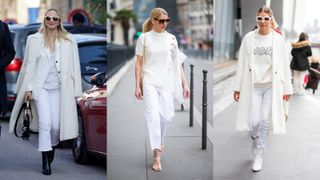 White jeans outfits worn with all white clothing