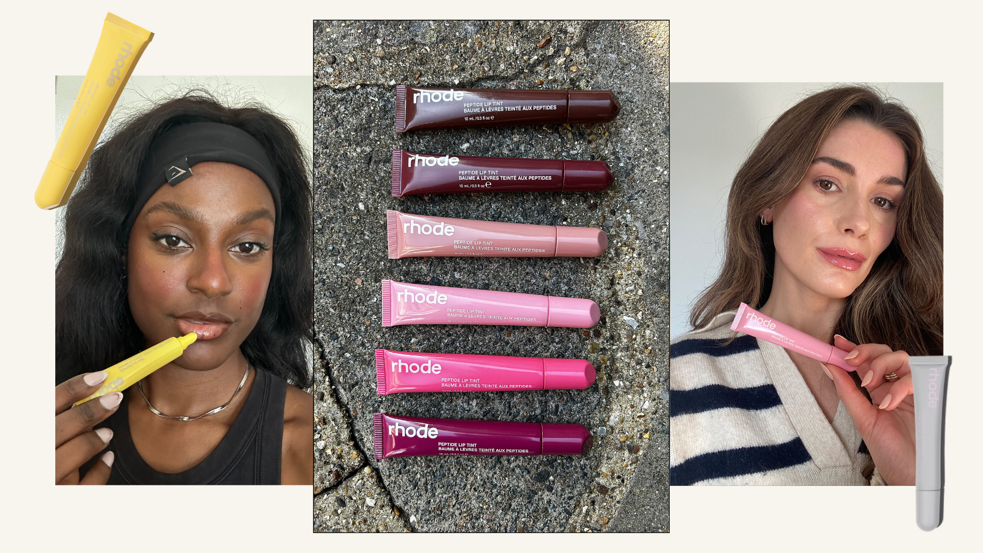 Shei Mamona and Eleanor Vousden using Rhode Lip Peptides