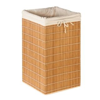 Honey-Can-Do Bamboo Wicker Square Laundry Hamper With Removable Liner, Natural/beige