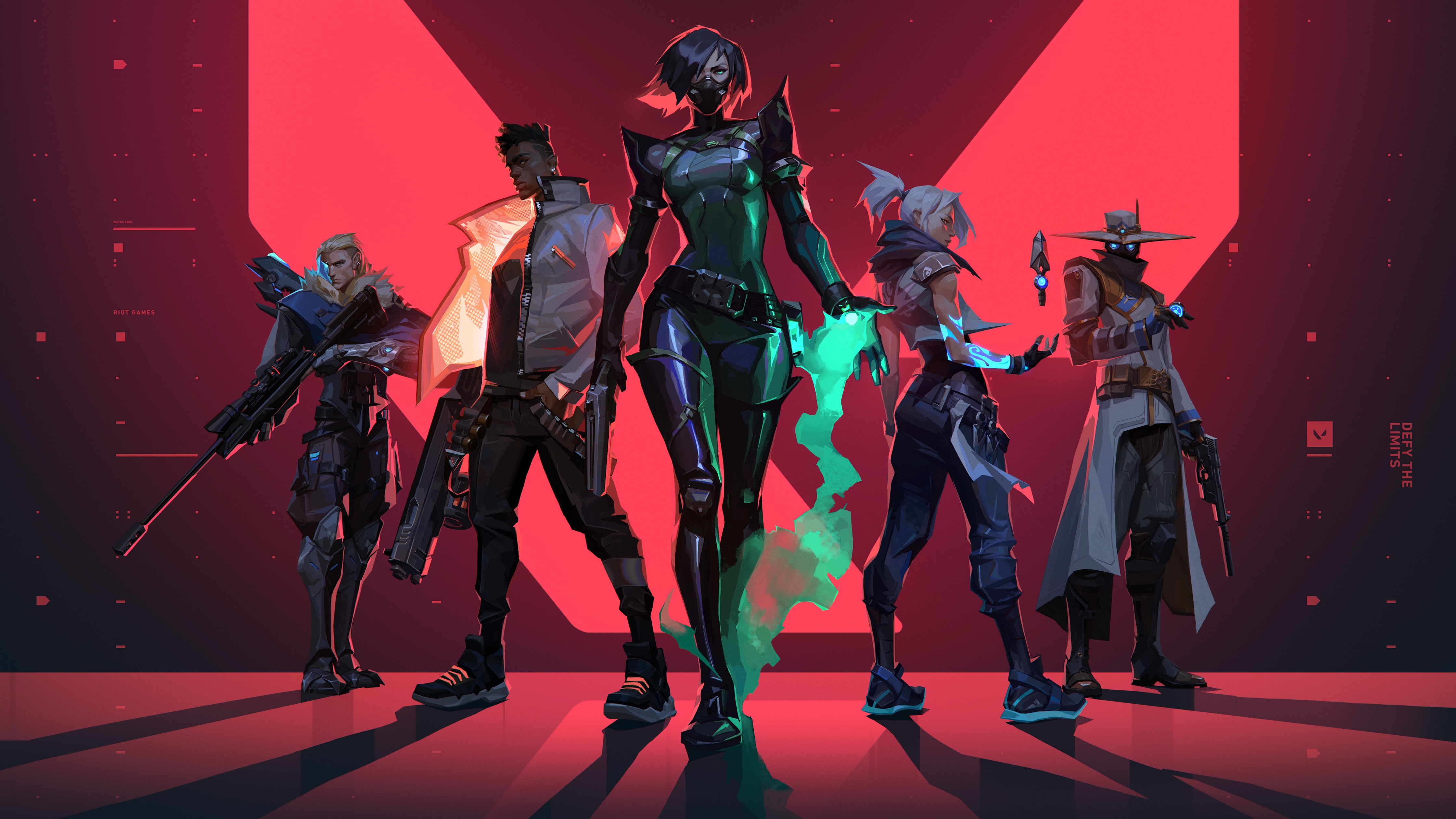 Illustration officielle de Valorant avec les personnages du jeu alignés