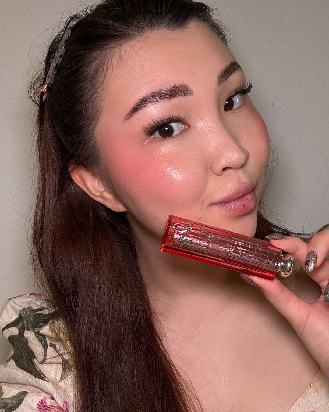 Denise Primbet testing the Dior Backstage Rosy Glow Stick
