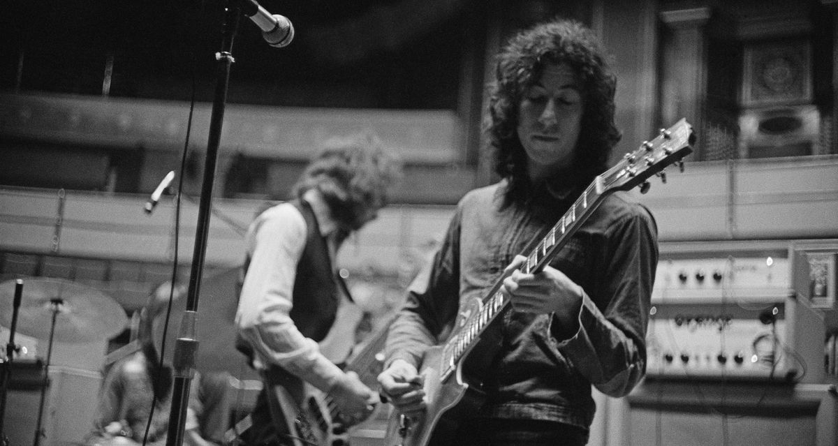 Peter Green (right) and bassist John McVie of Fleetwood Mac, rehearsing at the Royal Albert Hall, London, 22nd April 1969