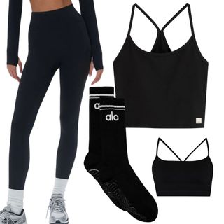 black reformer pilates outfit cutouts