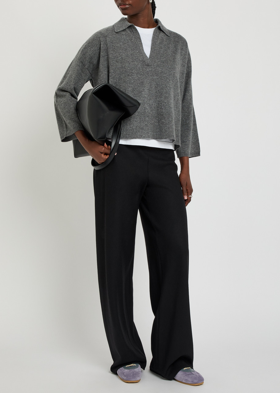 Wide-Leg Wool-Blend Trousers