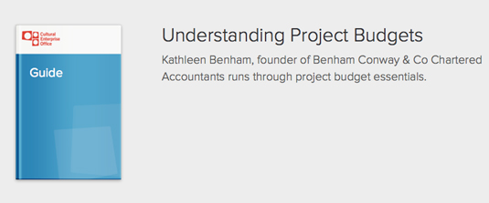 Understanding Project Budgets is available for free on the Cultural Enterprise Office website