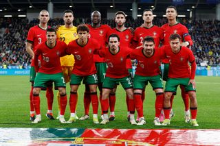 Portugal Euro 2024 squad Pepe of Portugal, Diogo Costa of Portugal, Danilo of Portugal, Goncalo Inacio of Portugal, Diogo Dalot of Portugal, Cristiano Ronaldo of Portugal, front: Joao Cancelo of Portugal, Joao Felix of Portugal, Vitinha of Portugal, Ruben Neves of Portugal, Otavio of Portugal during the International Friendly match between Slovenia v Portugal at the Stadium Stozice on March 26, 2024 in Ljubljana Slovenia (Photo by Damjan Zibert/Soccrates/Getty Images)