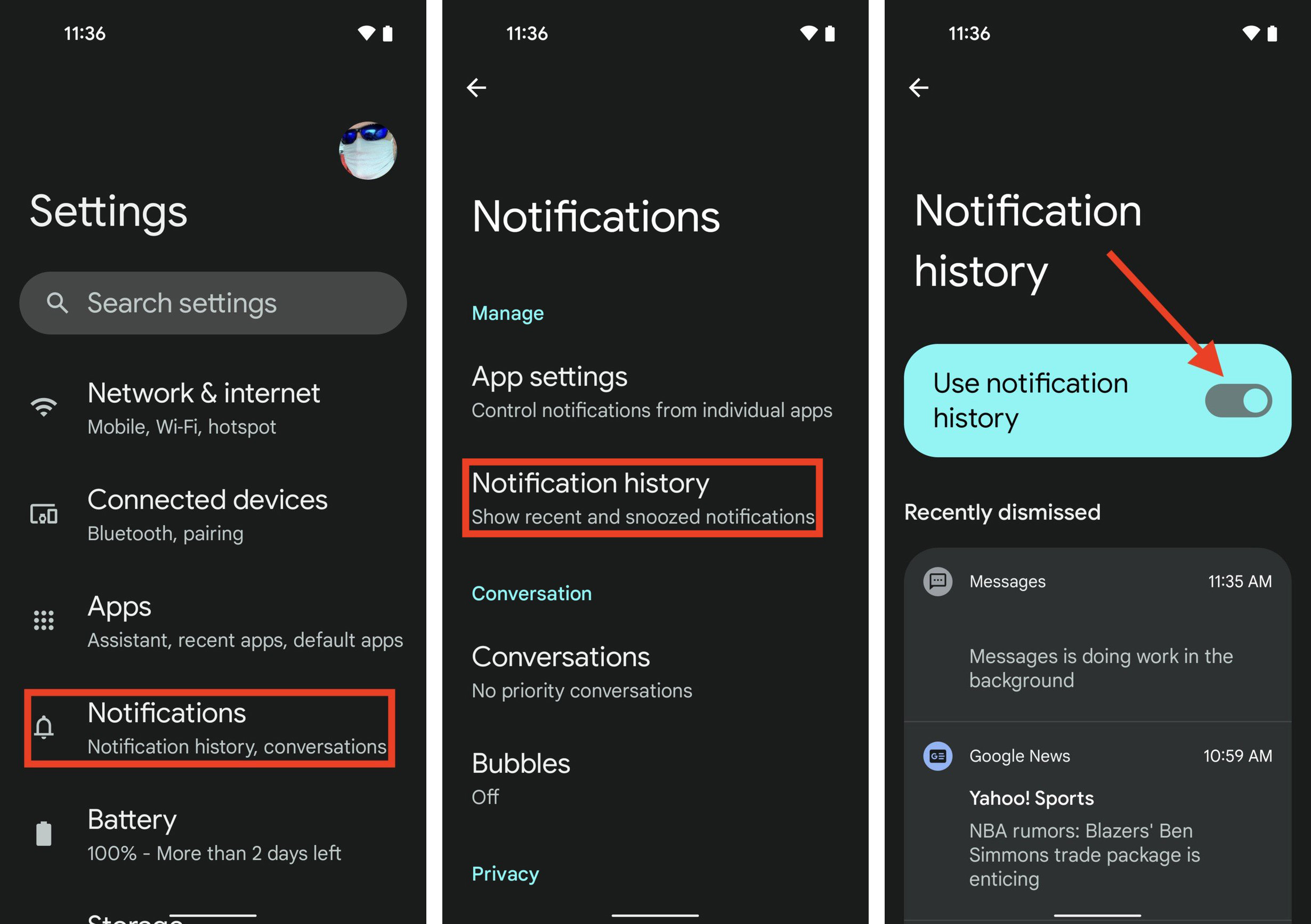 Cómo ver el historial de notificaciones de Android