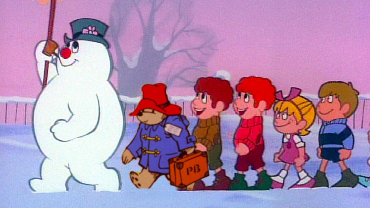 A shot of Paddington Bear photoshopped into a cartoon scene