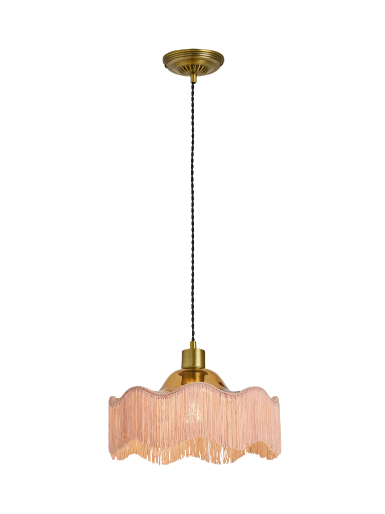 Rockett St George Amber Orange Fringe Glass Pendant Light