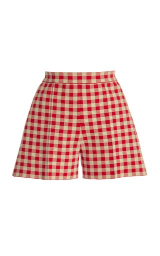 Exclusive Savannah Gingham Cotton-Blend Knit Shorts