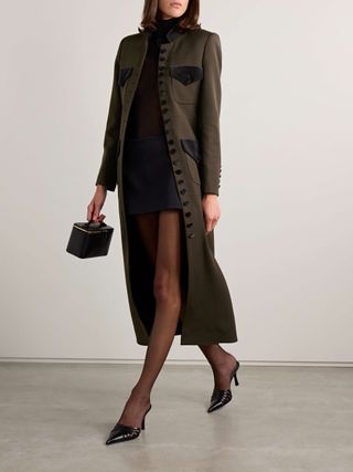 Imperial Velvet-Trimmed Wool-Blend Coat