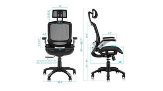 Gabrylly Ergonomic Mesh Office Chair review: An image showing the dimensions of the chair