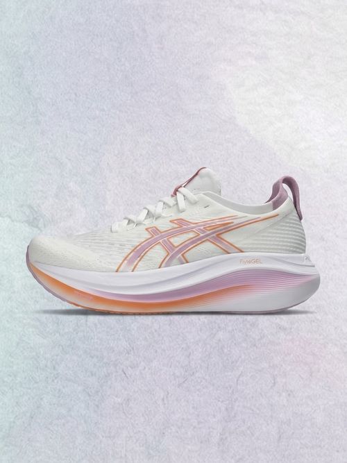 Gel-Nimbus 27 Running Shoe, White/Light Ube (Women's)