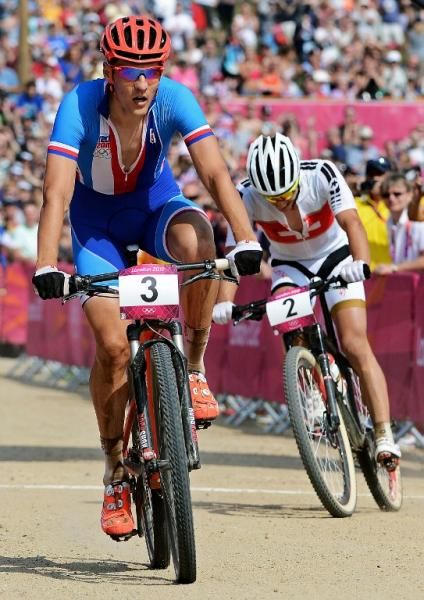 Jaroslav Kulhavy (Czech) wins the sprint finish ahead of Nino Schurter (Switzerland)