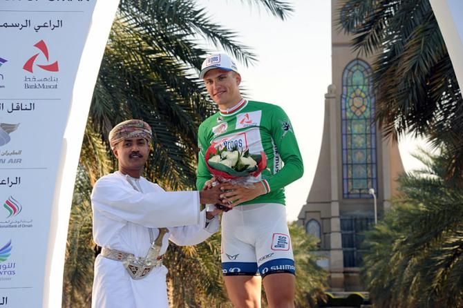Marcel Kittel (Team Argos-Shimano) in the green jersey for points classification leader.