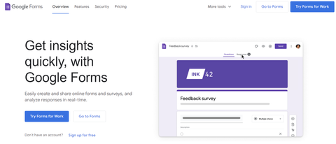 Website screenshot for Google Forms