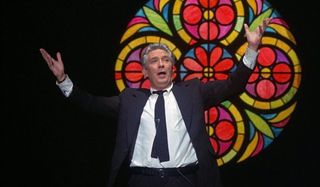 Network Howard Beale makes his witness in front of a stained glass window